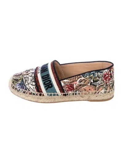 Pre-owned Dior Canvas Floral Print Espadrilles In White