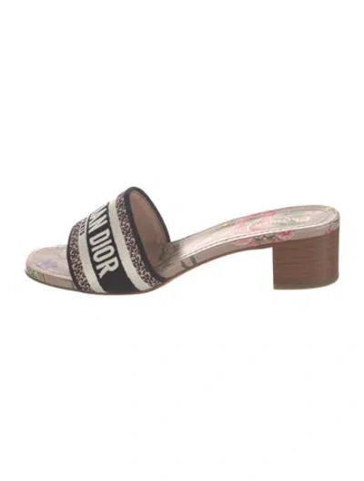 Pre-owned Dior Canvas Floral Print Slides In Brown