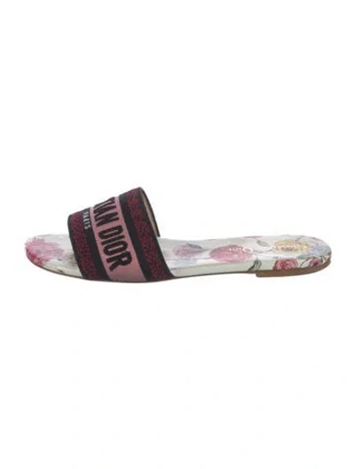 Pre-owned Dior Canvas Floral Print Slides In Multicolor