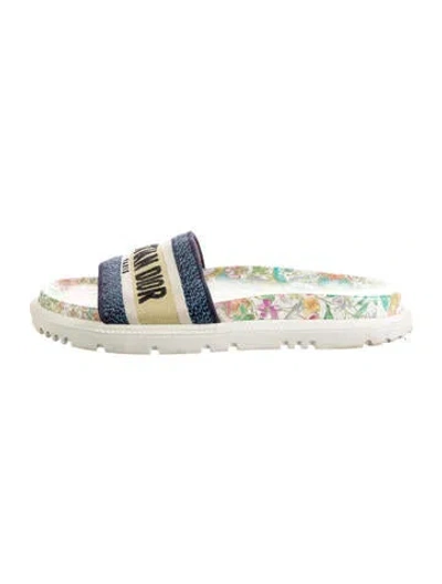 Pre-owned Dior Canvas Floral Print Slides In Multicolor