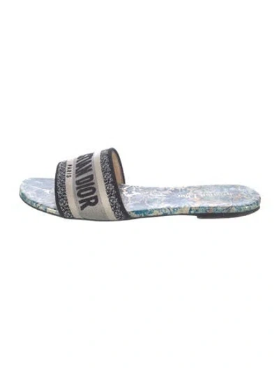 Pre-owned Dior Canvas Floral Print Slides In Neutral