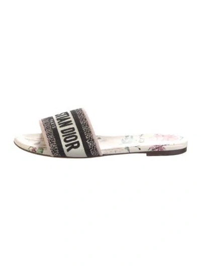 Pre-owned Dior Canvas Floral Print Slides In Neutrals