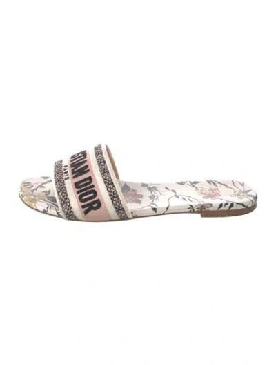Pre-owned Dior Canvas Floral Print Slides In Neutrals