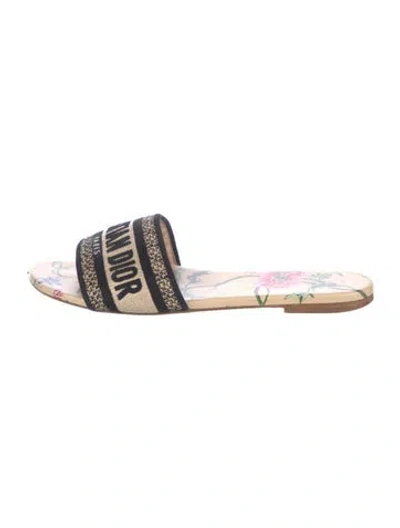 Pre-owned Dior Canvas Floral Print Slides In Neutrals