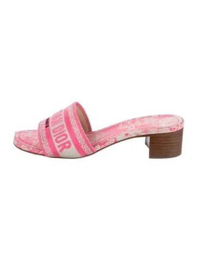 Pre-owned Dior Canvas Floral Print Slides In Pink