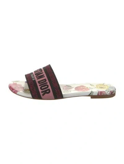 Pre-owned Dior Canvas Floral Print Slides In Pink