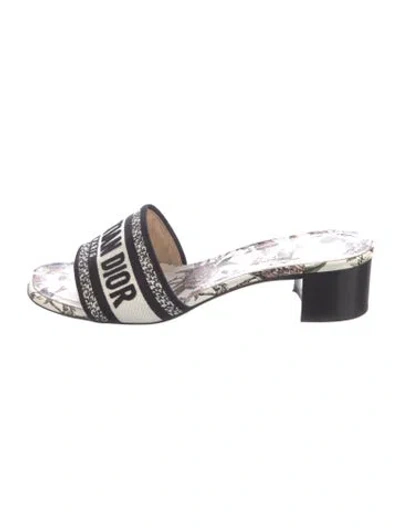 Pre-owned Dior Canvas Floral Print Slides In White