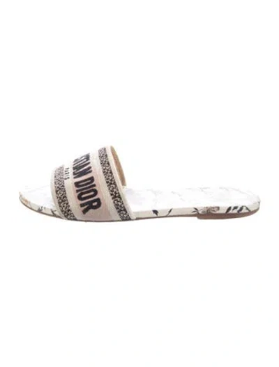 Pre-owned Dior Canvas Floral Print Slides In White