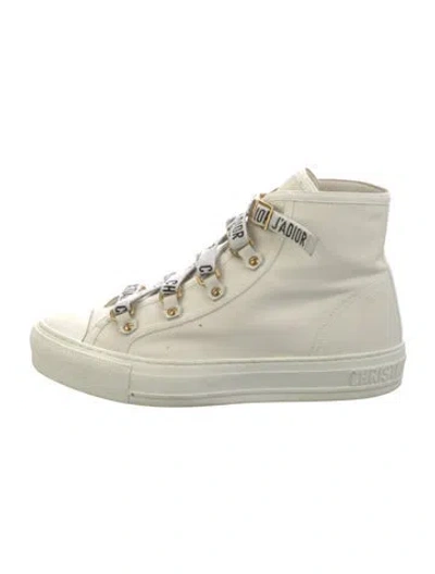 Pre-owned Dior Canvas Graphic Print Boots In White