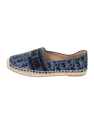 Pre-owned Dior Canvas Graphic Print Espadrilles In Blue