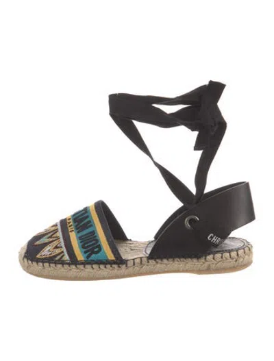 Pre-owned Dior Canvas Graphic Print Espadrilles In Blue