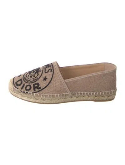 Pre-owned Dior Canvas Graphic Print Espadrilles In Gold/neutrals