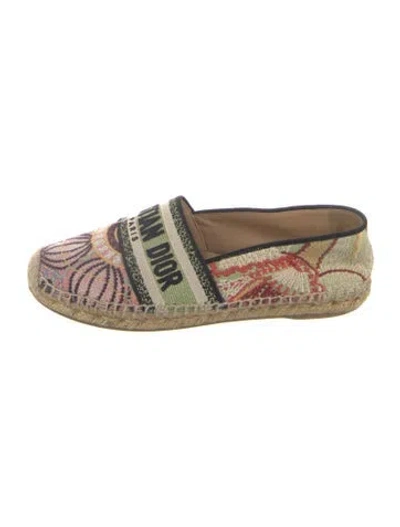 Pre-owned Dior Canvas Graphic Print Espadrilles In Neutrals/pink/white