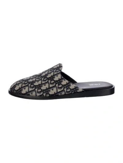 Pre-owned Dior Canvas Graphic Print Mules In Blue