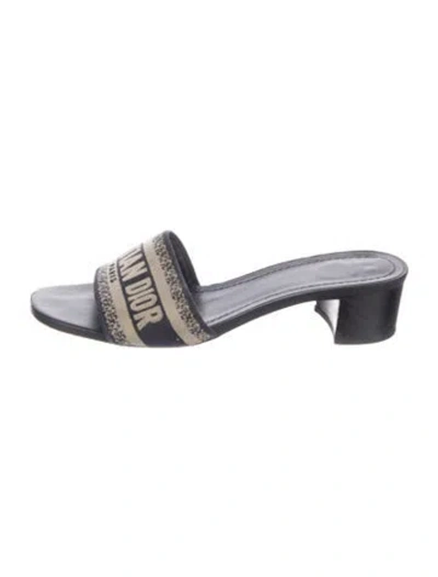 Pre-owned Dior Canvas Graphic Print Slides In Black