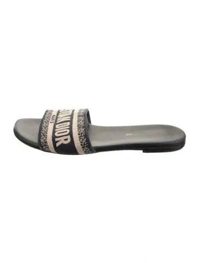 Pre-owned Dior Canvas Graphic Print Slides In Black