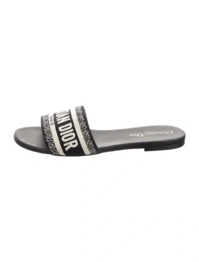 Pre-owned Dior Canvas Graphic Print Slides In Black