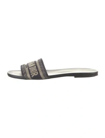 Pre-owned Dior Canvas Graphic Print Slides In Blue