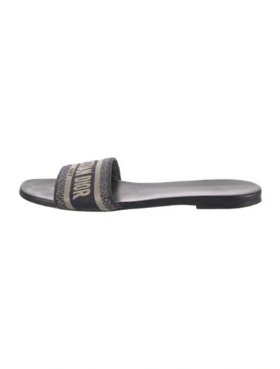 Pre-owned Dior Canvas Graphic Print Slides In Blue