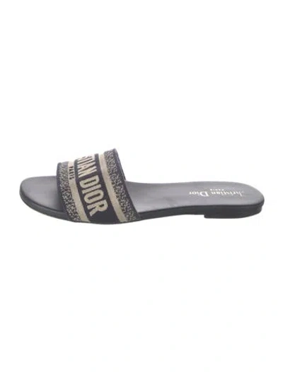 Pre-owned Dior Canvas Graphic Print Slides In Blue