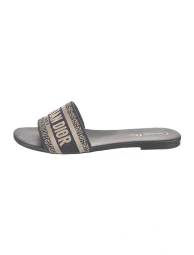Pre-owned Dior Canvas Graphic Print Slides In Blue