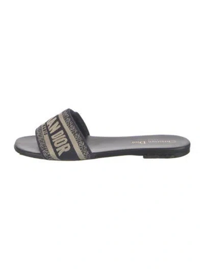 Pre-owned Dior Canvas Graphic Print Slides In Blue