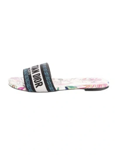 Pre-owned Dior Canvas Graphic Print Slides In Blue