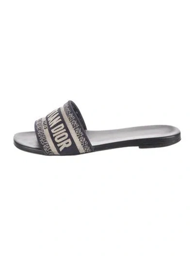 Pre-owned Dior Canvas Graphic Print Slides In Blue