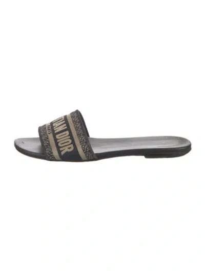 Pre-owned Dior Canvas Graphic Print Slides In Blue