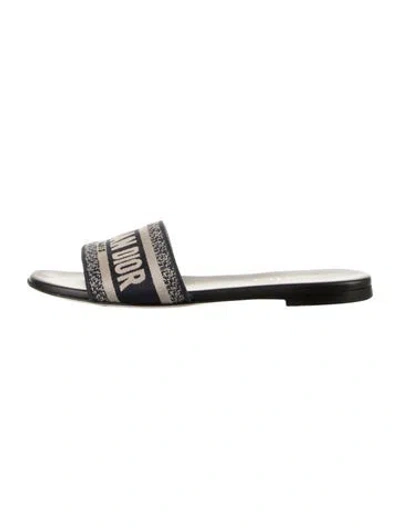 Pre-owned Dior Canvas Graphic Print Slides In Blue