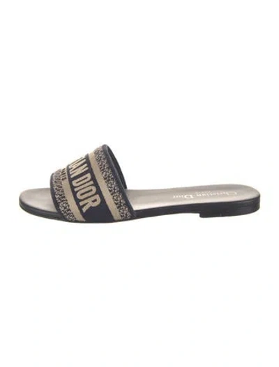 Pre-owned Dior Canvas Graphic Print Slides In Blue