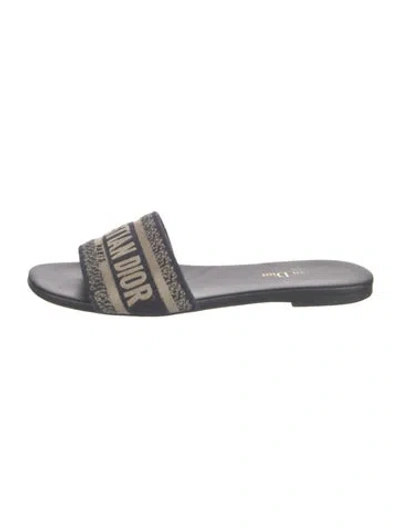 Pre-owned Dior Canvas Graphic Print Slides In Blue