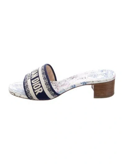 Pre-owned Dior Canvas Graphic Print Slides In Blue