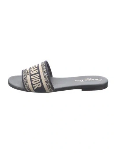 Pre-owned Dior Canvas Graphic Print Slides In Blue