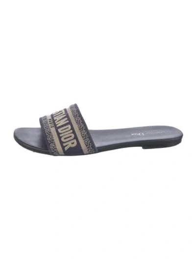 Pre-owned Dior Canvas Graphic Print Slides In Neutral