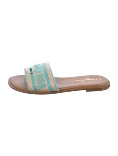 Pre-owned Dior Canvas Graphic Print Slides In Neutral