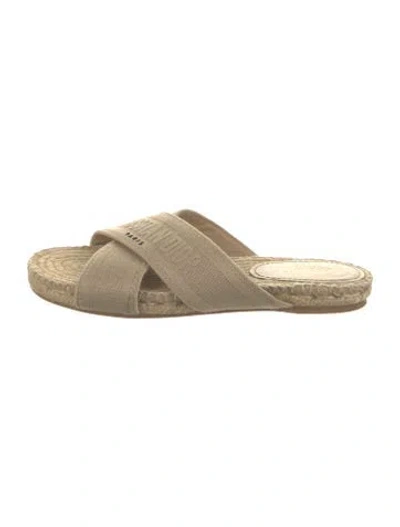 Pre-owned Dior Canvas Graphic Print Slides In Neutrals