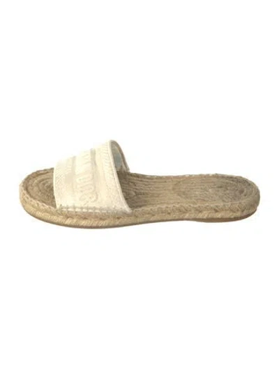 Pre-owned Dior Canvas Graphic Print Slides In Neutrals