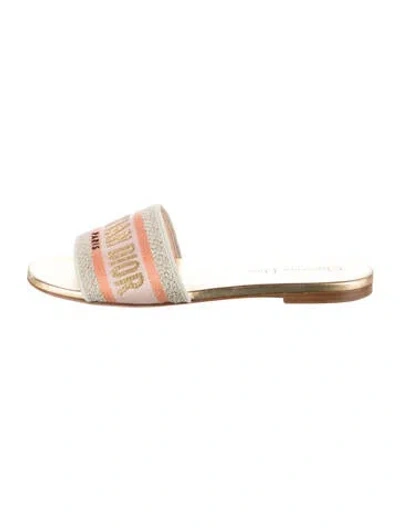 Pre-owned Dior Canvas Graphic Print Slides In Neutrals