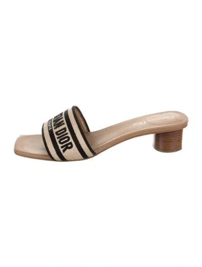 Pre-owned Dior Canvas Graphic Print Slides In Neutrals