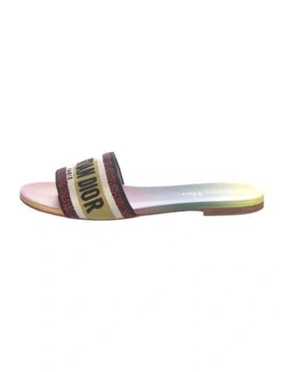 Pre-owned Dior Canvas Graphic Print Slides In Neutrals