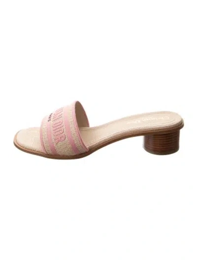Pre-owned Dior Canvas Graphic Print Slides In Pink