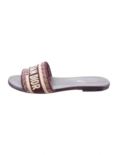 Pre-owned Dior Canvas Graphic Print Slides In Purple