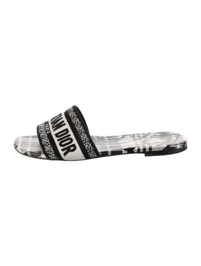 Pre-owned Dior Canvas Graphic Print Slides In White