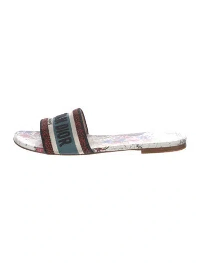 Pre-owned Dior Canvas Graphic Print Slides In White