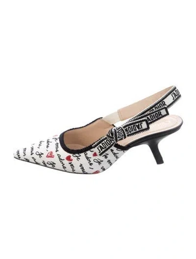 Pre-owned Dior Canvas Graphic Print Slingback Pumps In Black