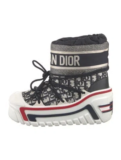 Pre-owned Dior Canvas Graphic Print Snow Boots In Blue