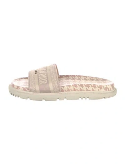 Pre-owned Dior Canvas Houndstooth Print Espadrilles In Neutral