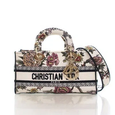 Pre-owned Dior Canvas Lady D-joy Medium In Neutral