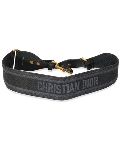 Pre-owned Dior Canvas Logo Embroidered Strap (authentic Pre-loved) In Black